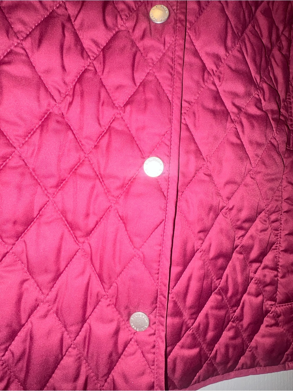 L.L. Bean Quilted Snap-Front Jacket in Deep Raspberry - Picture 4 of 8